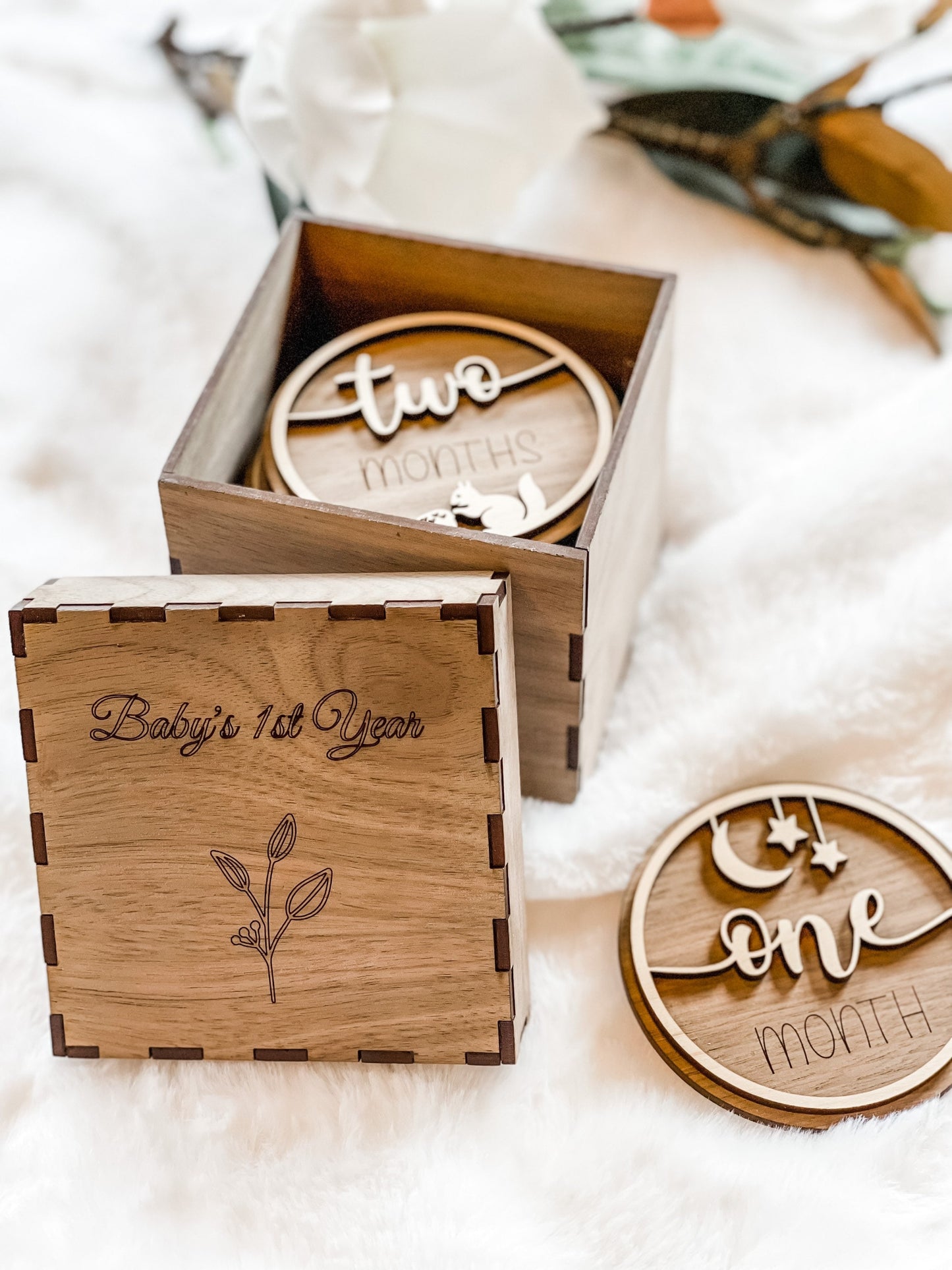 3d Holiday Milestone Discs | Wooden Photo Card Holiday Milestone | Personalized Holiday Discs