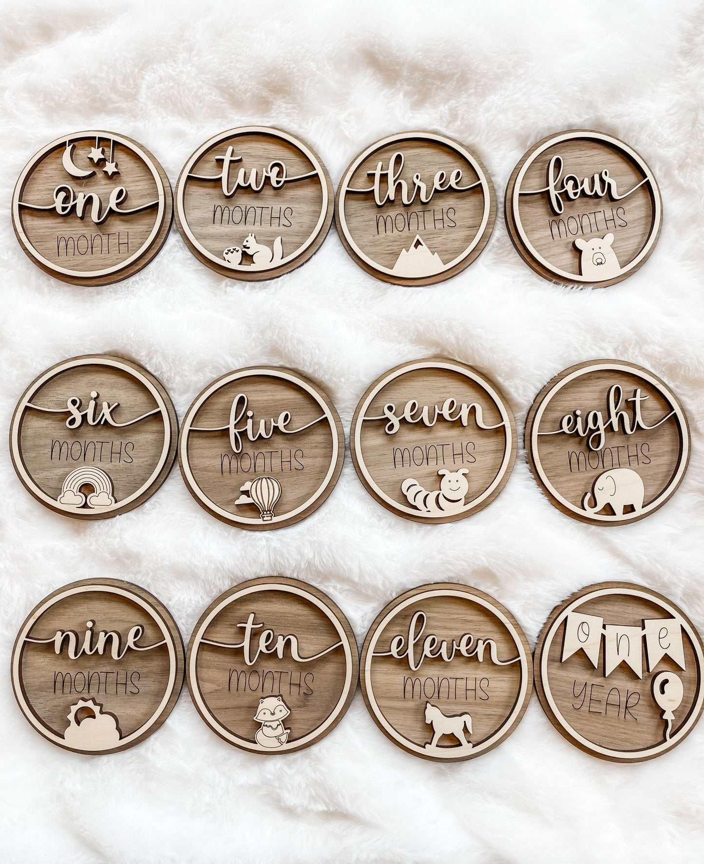 3d Holiday Milestone Discs | Wooden Photo Card Holiday Milestone | Personalized Holiday Discs