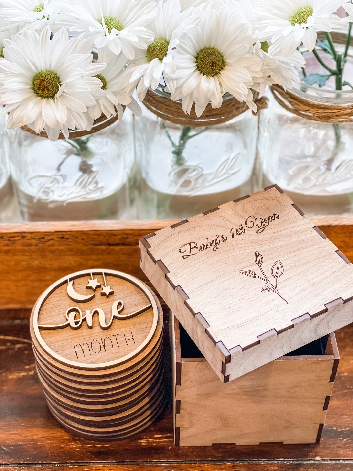 3d Holiday Milestone Discs | Wooden Photo Card Holiday Milestone | Personalized Holiday Discs