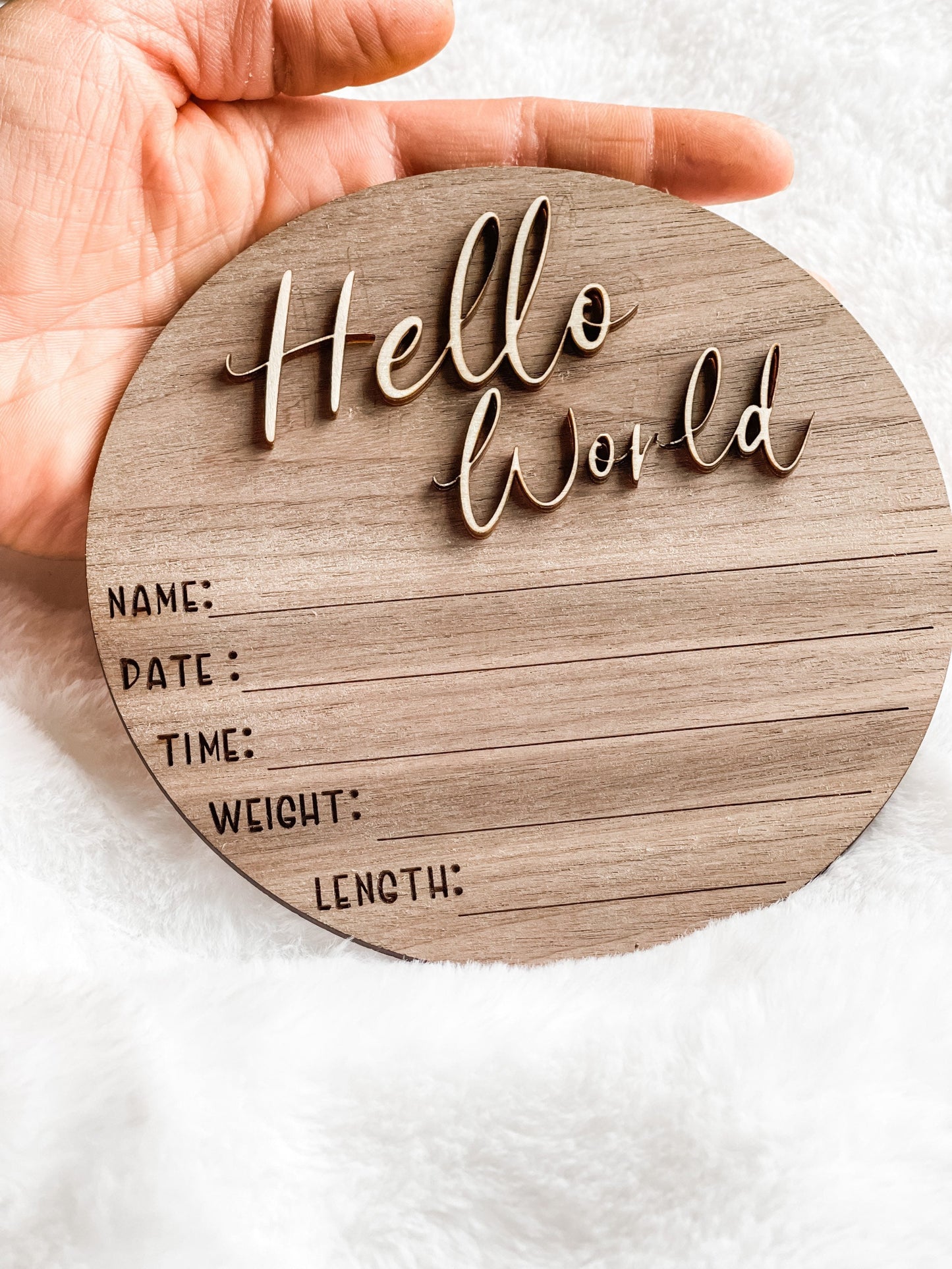 Baby Monthly Milestone, Woodland Animal Baby Decor, 3D Wooden Baby Disc, Milestone Marker, Baby Photo Prop, Hello World Birth Announcement