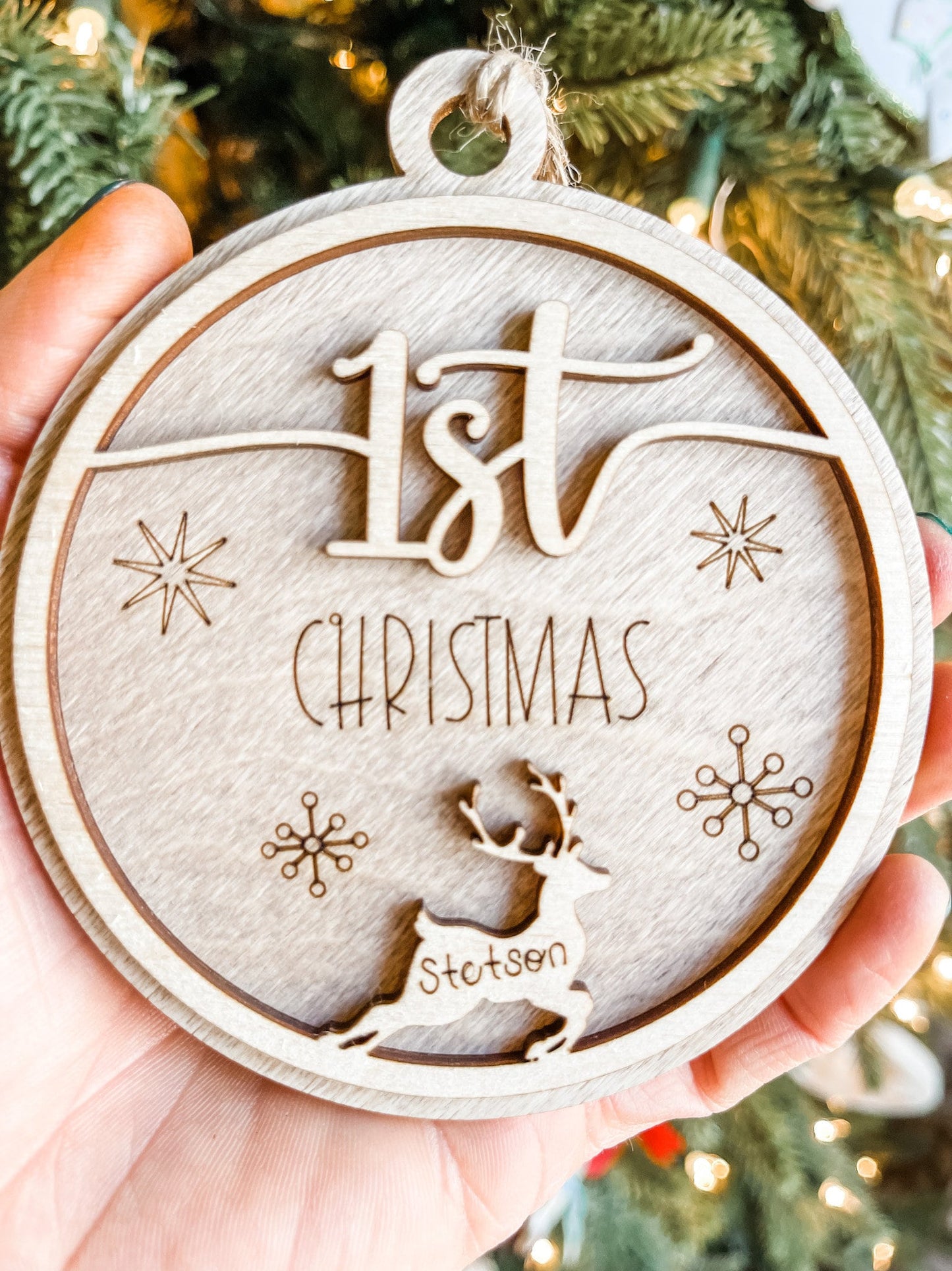 First Christmas Wooden Personalized Baby Ornament