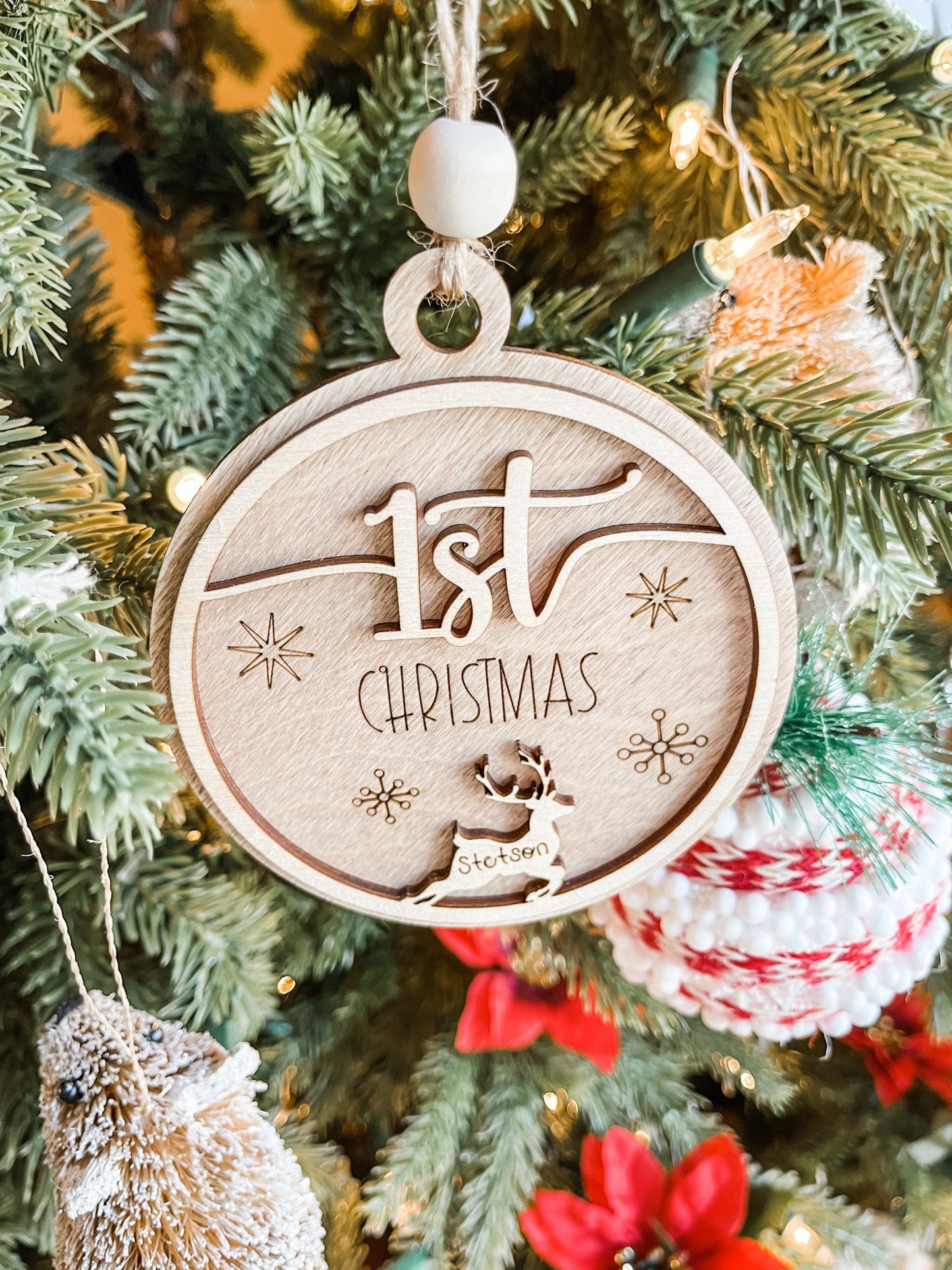 First Christmas Wooden Personalized Baby Ornament