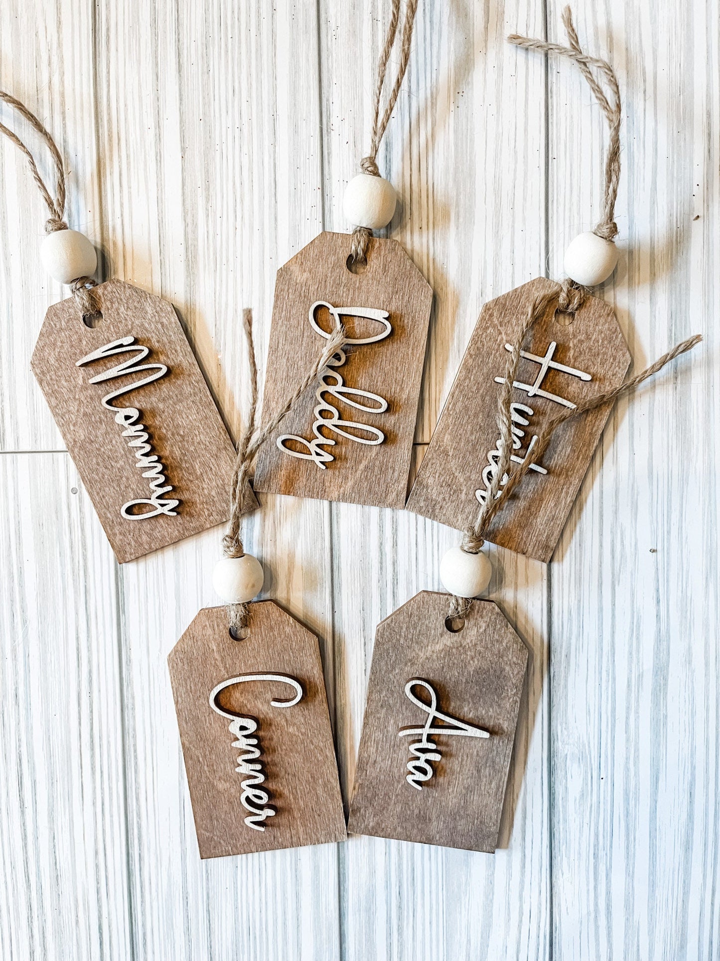 Christmas Stocking Name Tag, Personalized Wooden Name Tag for Christmas Stockings, Custom Kids Tag, Boho Christmas Stocking Tag, Rustic Tag