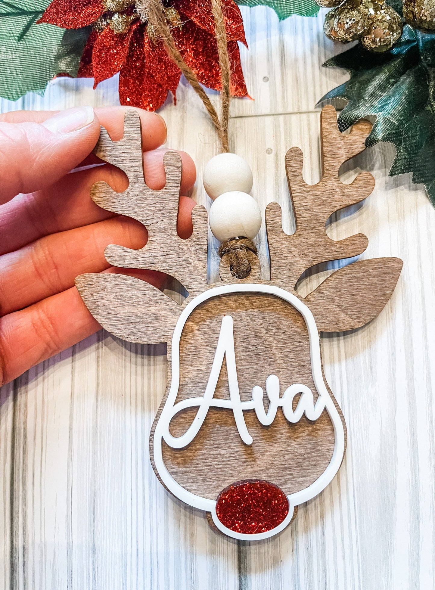 Christmas Stocking Name Tag, Personalized Wooden Name Tag for Christmas Stockings, Custom Kids Tag, Boho Christmas Stocking Tag, Rustic Tag