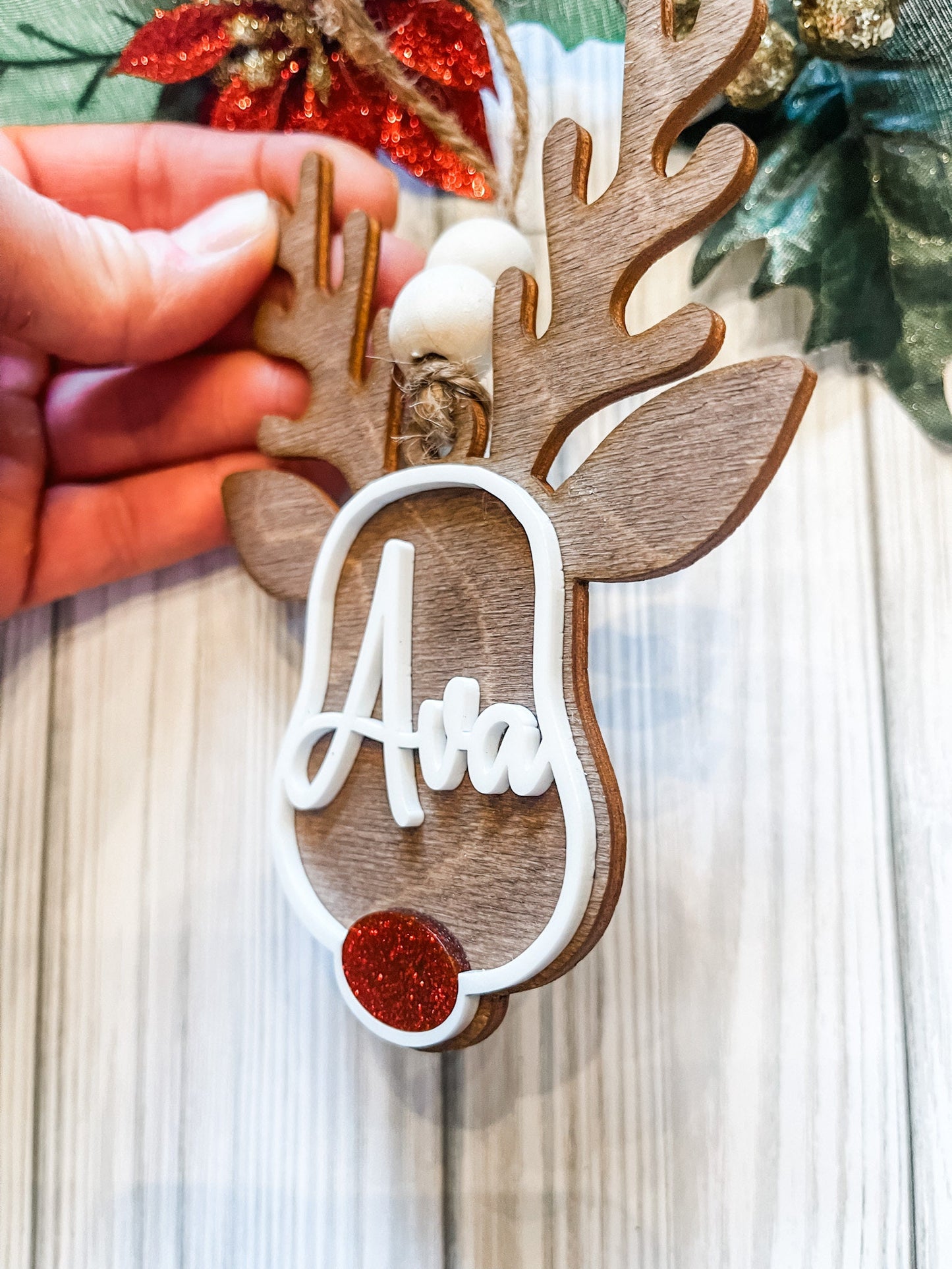 Christmas Stocking Name Tag, Personalized Wooden Name Tag for Christmas Stockings, Custom Kids Tag, Boho Christmas Stocking Tag, Rustic Tag