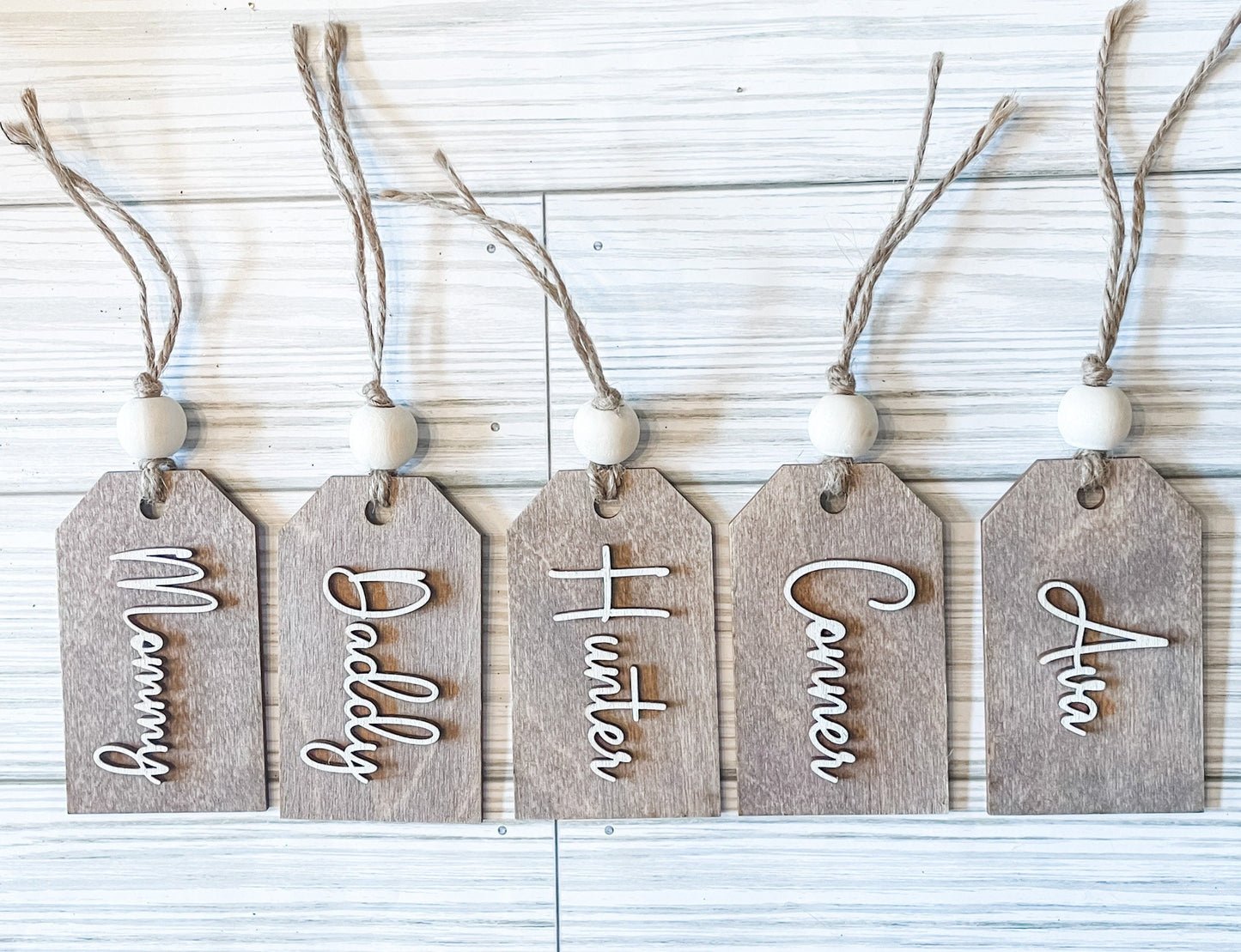 Christmas Stocking Name Tag, Personalized Wooden Name Tag for Christmas Stockings, Custom Kids Tag, Boho Christmas Stocking Tag, Rustic Tag