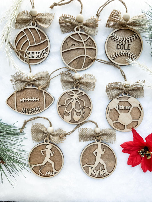 Personalized Wooden Sports Ornament